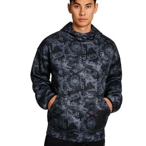 AND1 Men's Ultimate Print Black Gray Graphic Pullover Hoodie, Size 3XL